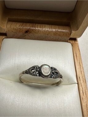 Sterling Silver Moonstone Accent Ring in White